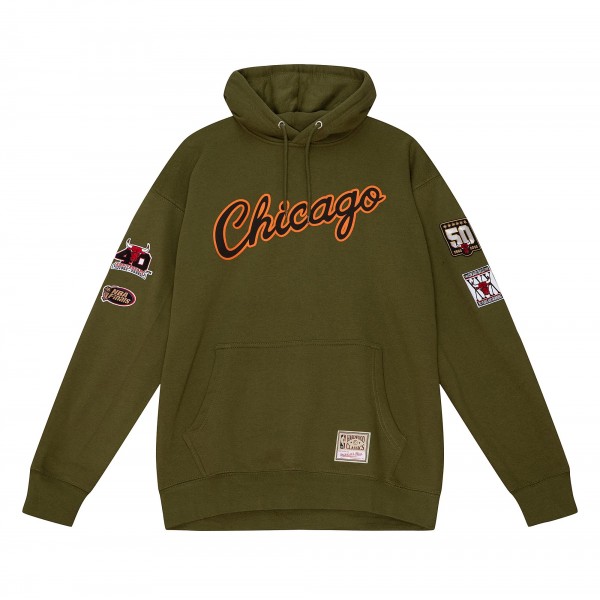 Толстовка Chicago Bulls Mitchell & Ness Hardwood Classics Script Flight - Olive