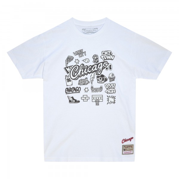 Футболка Chicago Bulls Mitchell & Ness White Hardwood Classics Doodle