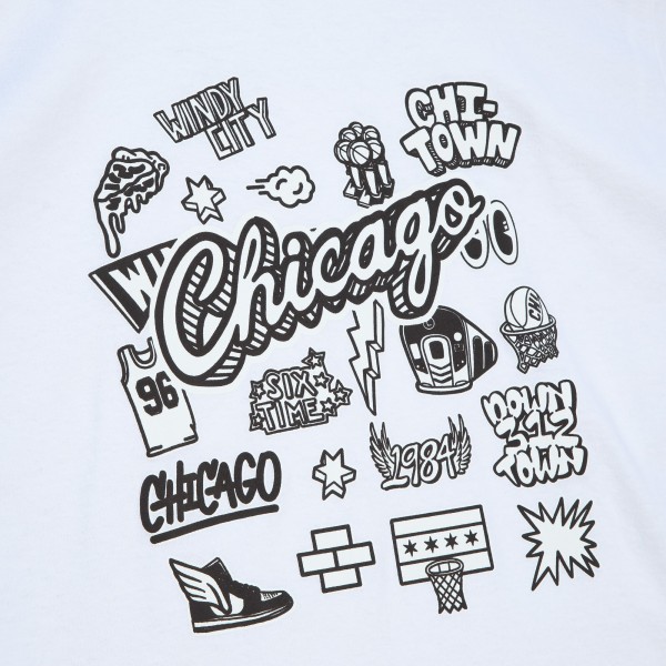 Футболка Chicago Bulls Mitchell & Ness White Hardwood Classics Doodle