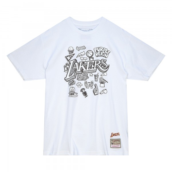 Футболка Los Angeles Lakers Mitchell & Ness Hardwood Classics Doodle - White