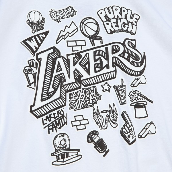 Футболка Los Angeles Lakers Mitchell & Ness Hardwood Classics Doodle - White