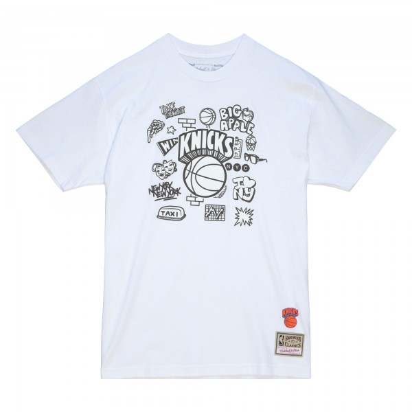 Футболка New York Knicks Mitchell & Ness Hardwood Classics Doodle - White