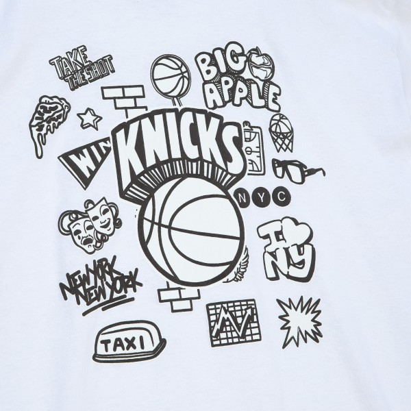 Футболка New York Knicks Mitchell & Ness Hardwood Classics Doodle - White