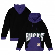 Milwaukee Bucks Mitchell & Ness Black Hardwood Classics Big Face 5.0 Pullover Hoodie