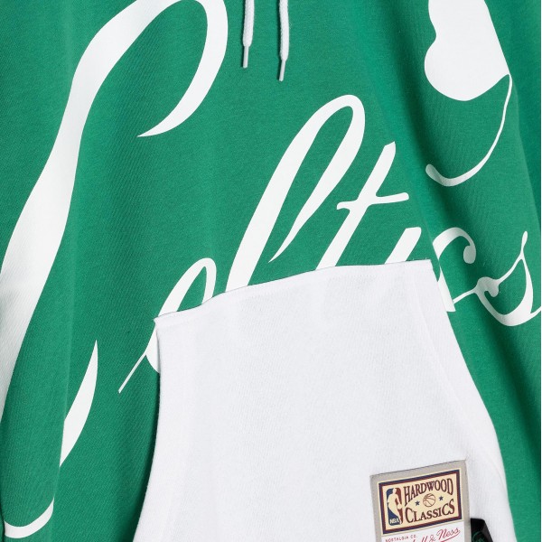 Толстовка Boston Celtics Mitchell & Ness Hardwood Classics Big Face 5.0 - Kelly Green
