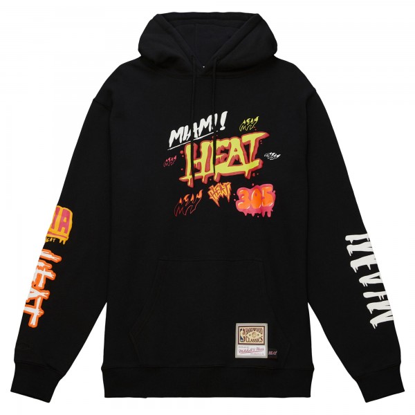Толстовка Miami Heat Mitchell & Ness Black Hardwood Classics Slap Sticker