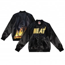 Куртка на кнопках Miami Heat Mitchell & Ness Black Hardwood Classics Big Face 4.0 Satin