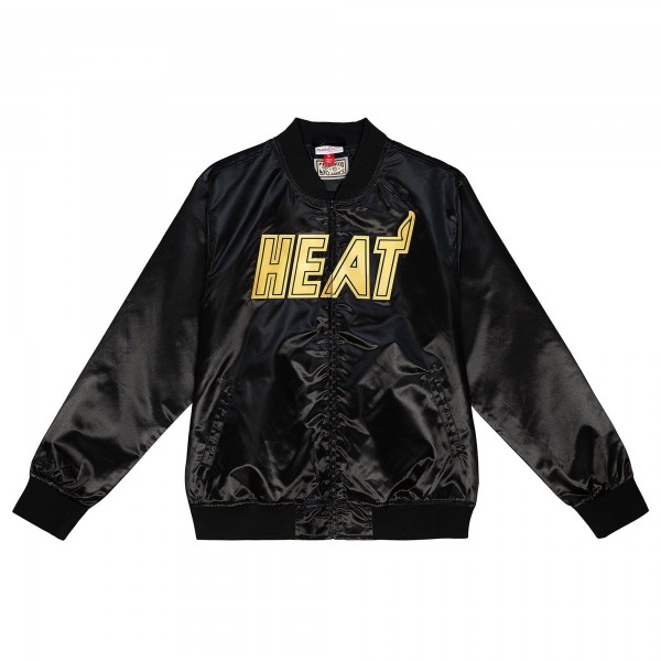 Куртка на кнопках Miami Heat Mitchell & Ness Black Hardwood Classics Big Face 4.0 Satin