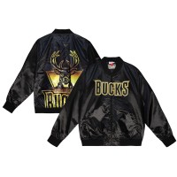 Бомбер Milwaukee Bucks Mitchell & Ness Hardwood Classics Big Face 4.0 Satin - Black