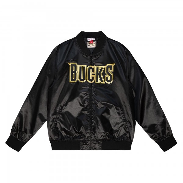 Бомбер Milwaukee Bucks Mitchell & Ness Hardwood Classics Big Face 4.0 Satin - Black