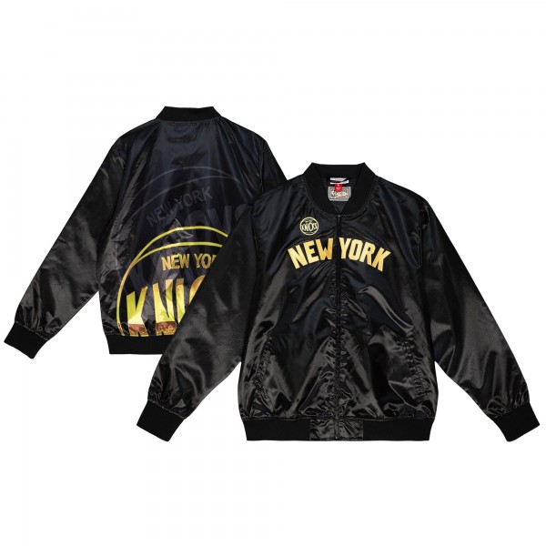 Бомбер New York Knicks Mitchell & Ness Hardwood Classics Big Face 4.0 Satin - Black