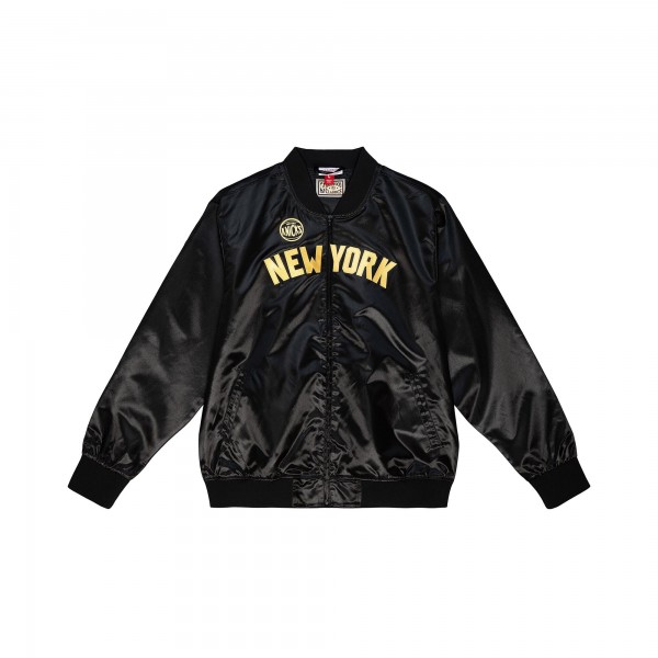 Бомбер New York Knicks Mitchell & Ness Hardwood Classics Big Face 4.0 Satin - Black