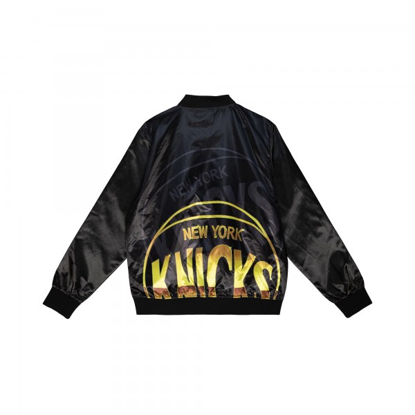 Бомбер New York Knicks Mitchell & Ness Hardwood Classics Big Face 4.0 Satin - Black