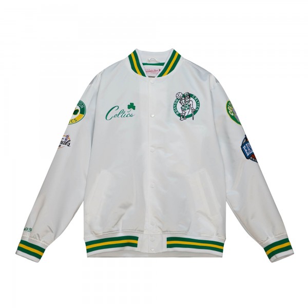 Кофта на кнопках Boston Celtics Mitchell & Ness City Collection Lightweight Satin - White