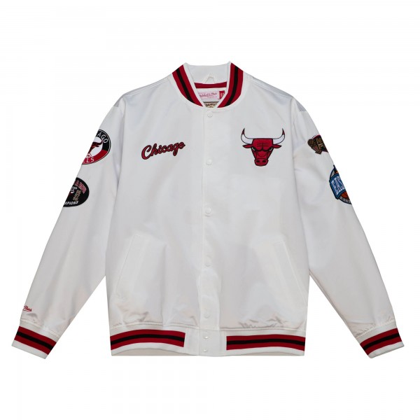 Бомбер Chicago Bulls Mitchell & Ness City Collection Lightweight Satin - White