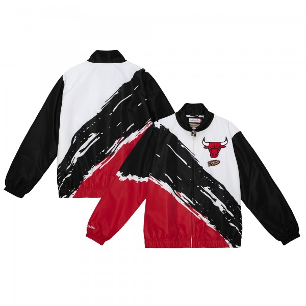 Ветровка на молнии Chicago Bulls Mitchell & Ness Paintbrush - White