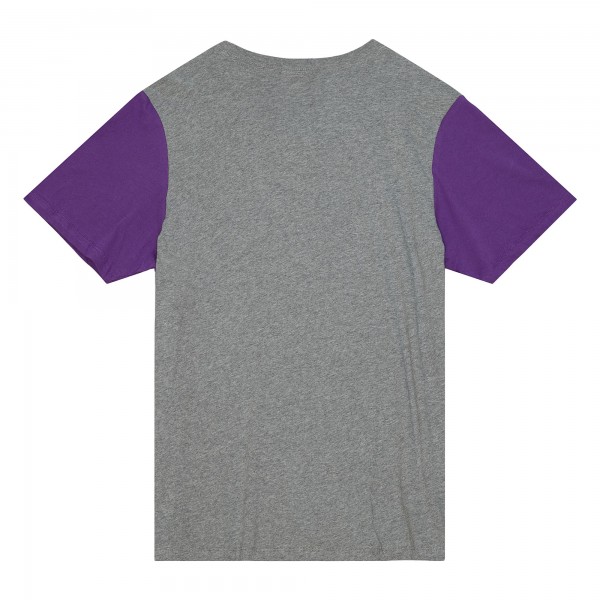 Футболка Los Angeles Lakers Mitchell & Ness Hardwood Classics Color Block - Heather Gray