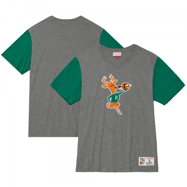 Футболка Milwaukee Bucks Mitchell & Ness Hardwood Classics Color Block - Heather Gray