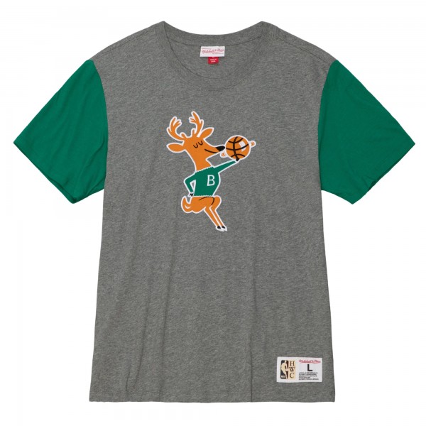 Футболка Milwaukee Bucks Mitchell & Ness Hardwood Classics Color Block - Heather Gray