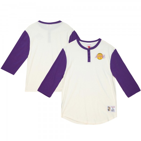 Футболка Los Angeles Lakers Mitchell & Ness Icon 3/4-Sleeve Henley - Cream