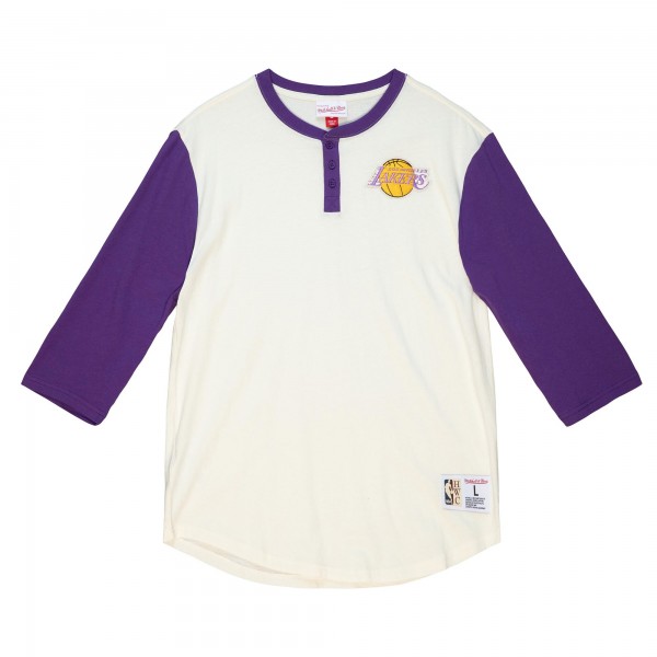 Футболка Los Angeles Lakers Mitchell & Ness Icon 3/4-Sleeve Henley - Cream