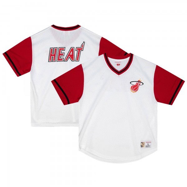 Футболка Miami Heat Mitchell & Ness White Fashion Mesh V-Neck