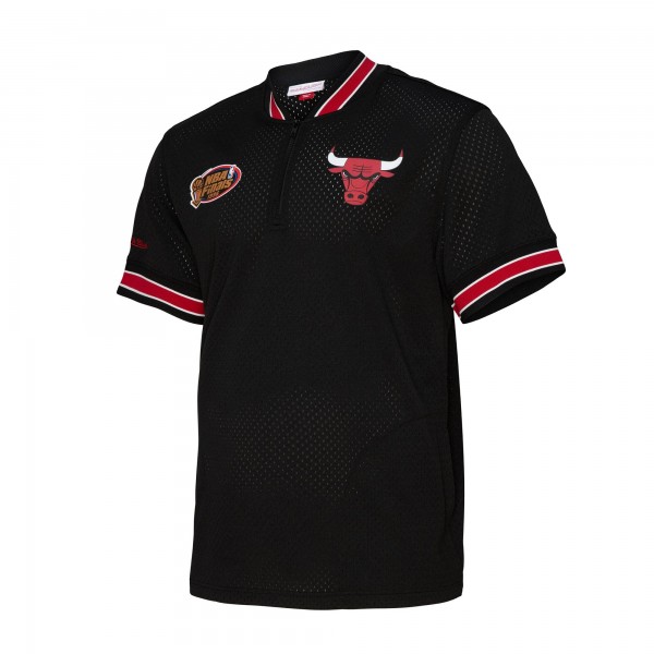 Кофта на короткой молнии Chicago Bulls Mitchell & Ness Black Mesh