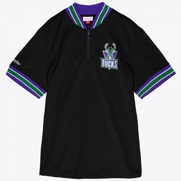Кофта на короткой молнии Milwaukee Bucks Mitchell & Ness Mesh - Black