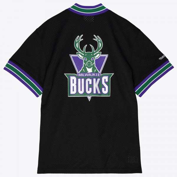 Кофта на короткой молнии Milwaukee Bucks Mitchell & Ness Mesh - Black