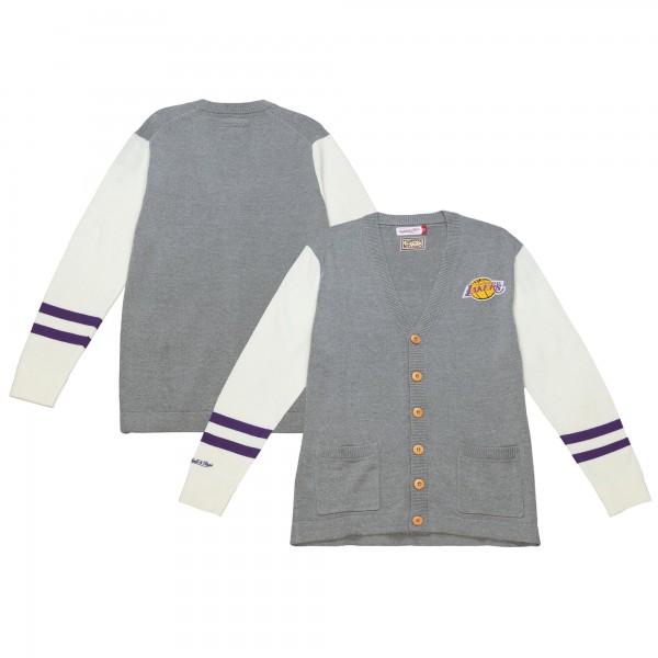 Кардиган Los Angeles Lakers Mitchell & Ness Full-Button - Heather Gray