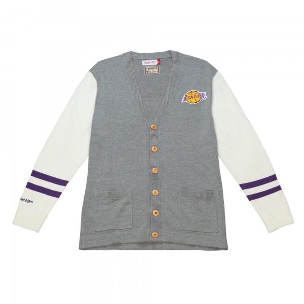 Кардиган Los Angeles Lakers Mitchell & Ness Full-Button - Heather Gray