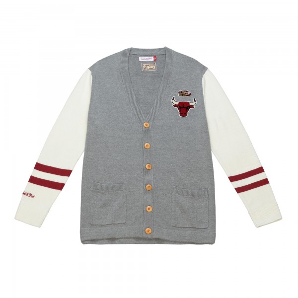 Кардиган Chicago Bulls Mitchell & Ness Full-Button - Heather Gray