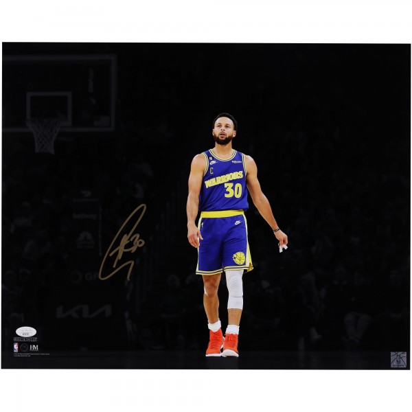 Stephen Curry Golden State Warriors Autographed Fanatics Authentic 16 x 20 Holding Mouth Guard Spotlight Photograph - JSA