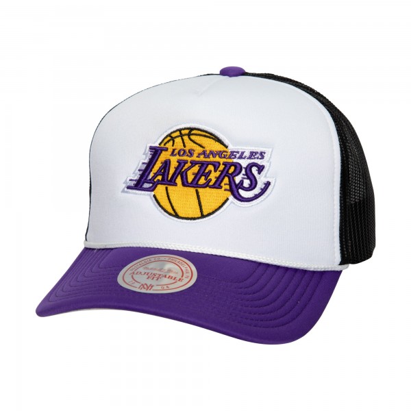 Бейсболка Los Angeles Lakers Mitchell & Ness Hardwood Classics Blocker Foam Front - White