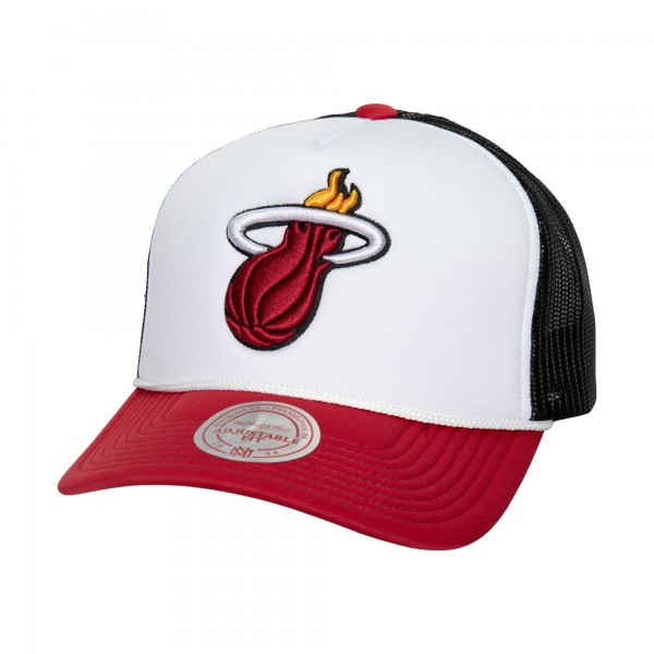 Бейсболка Miami Heat Mitchell & Ness White Hardwood Classics Blocker Foam Front