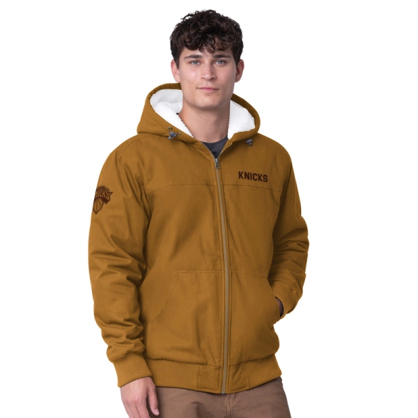 Толстовка New York Knicks G-III Sports by Carl Banks Tan Build Up Heavy Duck Canvas Full-Zip