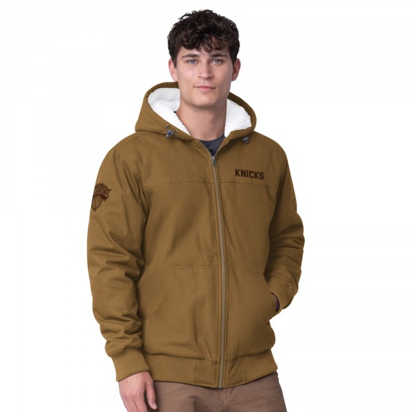 Толстовка на молнии New York Knicks G-III Sports by Carl Banks Build Up Heavy Duck Canvas - Tan