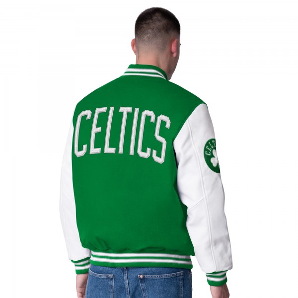 Бомбер Boston Celtics G-III Sports by Carl Banks Moneyball Wool & Leather Varsity - Kelly Green
