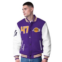Бомбер Los Angeles Lakers G-III Sports by Carl Banks Moneyball Wool & Leather Varsity - Purple
