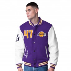 Бомбер Los Angeles Lakers G-III Sports by Carl Banks Moneyball Wool & Leather Varsity - Purple