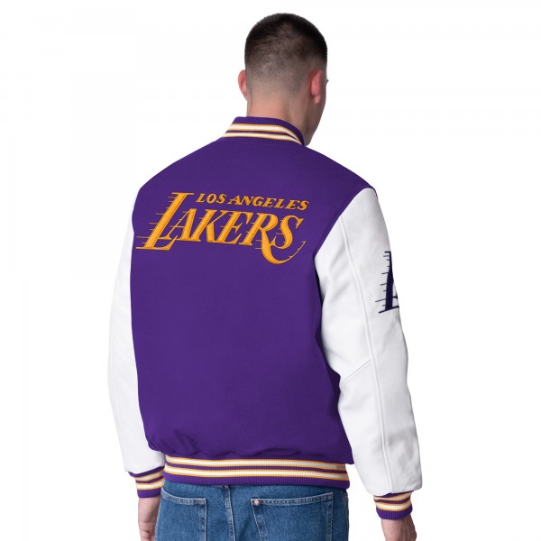 Бомбер Los Angeles Lakers G-III Sports by Carl Banks Moneyball Wool & Leather Varsity - Purple