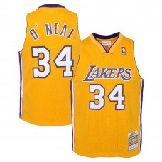 Игровая джерси Подростковая Los Angeles Lakers Shaquille ONeal Mitchell & Ness Gold 1999/00 Hardwood Classics Swingman