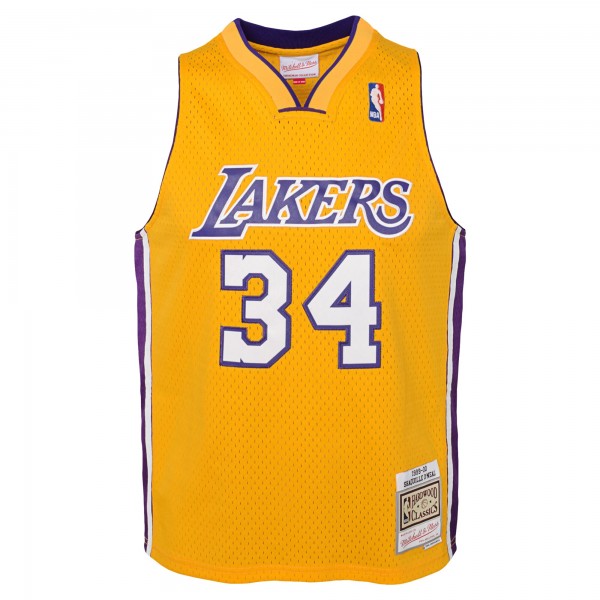 Игровая джерси Подростковая Los Angeles Lakers Shaquille ONeal Mitchell & Ness Gold 1999/00 Hardwood Classics Swingman