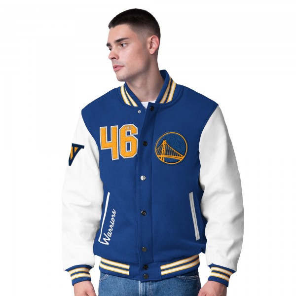 Бомбер Golden State Warriors G-III Sports by Carl Banks Moneyball Wool & Leather Varsity - Royal