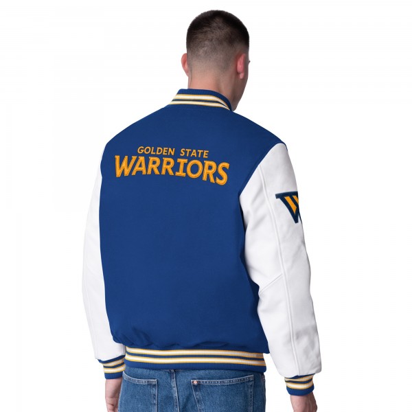 Бомбер Golden State Warriors G-III Sports by Carl Banks Moneyball Wool & Leather Varsity - Royal