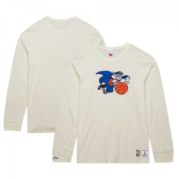 Футболка с длинным рукавом New York Knicks Mitchell & Ness Hardwood Classics Vintage - Cream