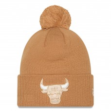 Шапка с помпоном Chicago Bulls New Era 2024/25 City Edition Cuffed Knit - Tan