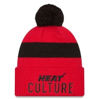 Шапка с помпоном Miami Heat New Era 2024/25 City Edition Cuffed Knit - Red