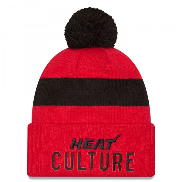 Шапка с помпоном Miami Heat New Era 2024/25 City Edition Cuffed Knit - Red