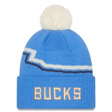 Шапка с помпоном Milwaukee Bucks New Era 2024/25 City Edition Cuffed Knit - Blue